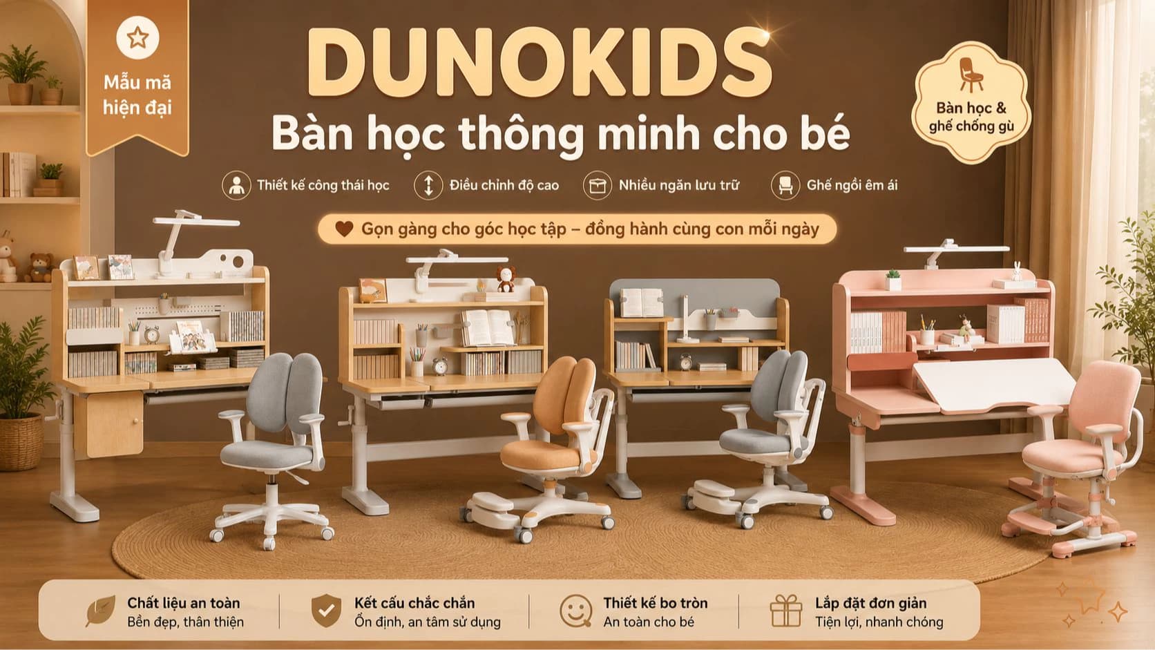 Bàn học chống gù DunoKids — đồng hành cùng con trưởng thành